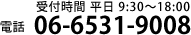 06-6531-9008 受付時間 平日 9:30～18:00